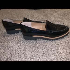 Franco Sarto Patent Black Loafers